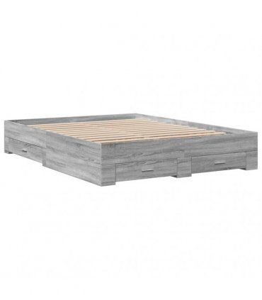 vidaXL Bed Frame with Drawers without Mattress Grey Sonoma 160x200 cm