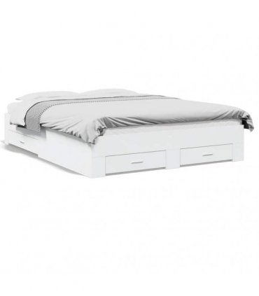 vidaXL Bed Frame with Drawers without Mattress White 150x200 cm