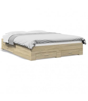 vidaXL Bed Frame with Drawers without Mattress Sonoma Oak 150x200 cm
