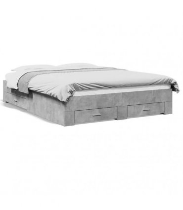 vidaXL Bed Frame with Drawers without Mattress Concrete Grey 150x200cm