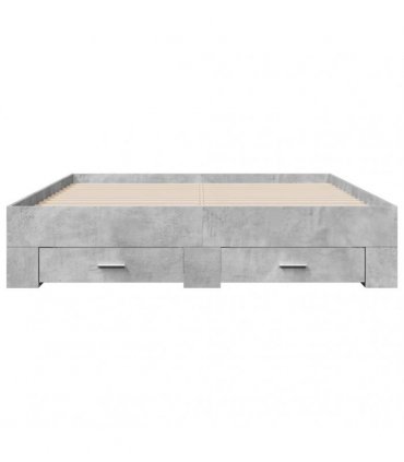 vidaXL Bed Frame with Drawers without Mattress Concrete Grey 150x200cm