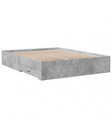 vidaXL Bed Frame with Drawers without Mattress Concrete Grey 150x200cm