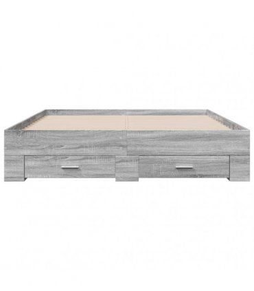 vidaXL Bed Frame with Drawers without Mattress Grey Sonoma 150x200 cm