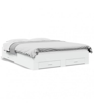 vidaXL Bed Frame with Drawers without Mattress White 140x200 cm