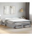 vidaXL Bed Frame with Drawers without Mattress Concrete Grey 140x200cm