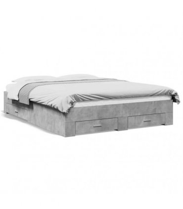 vidaXL Bed Frame with Drawers without Mattress Concrete Grey 140x200cm