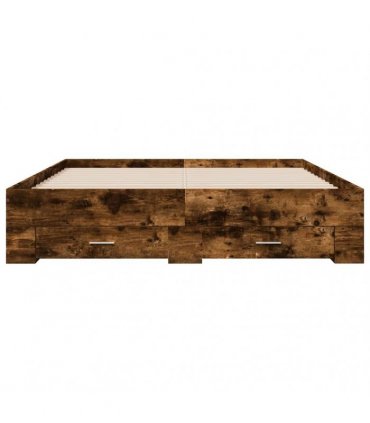 vidaXL Bed Frame with Drawers without Mattress Smoked Oak 140x200 cm