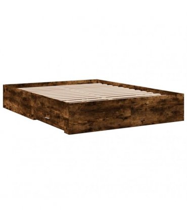 vidaXL Bed Frame with Drawers without Mattress Smoked Oak 140x200 cm