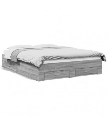 vidaXL Bed Frame with Drawers without Mattress Grey Sonoma 140x200 cm
