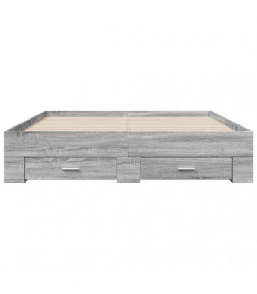 vidaXL Bed Frame with Drawers without Mattress Grey Sonoma 140x200 cm