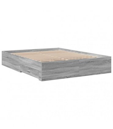 vidaXL Bed Frame with Drawers without Mattress Grey Sonoma 140x200 cm