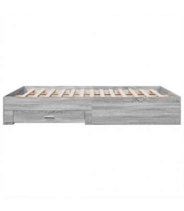 vidaXL Bed Frame with Drawers without Mattress Grey Sonoma 140x200 cm