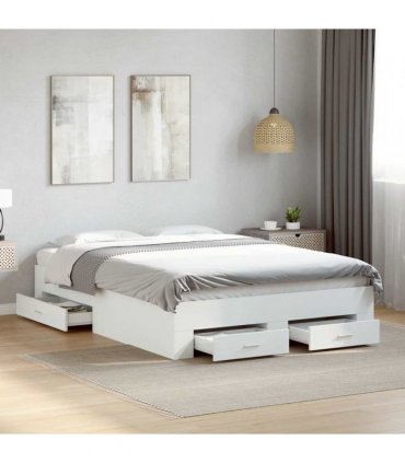 vidaXL Bed Frame with Drawers without Mattress White 120x200 cm