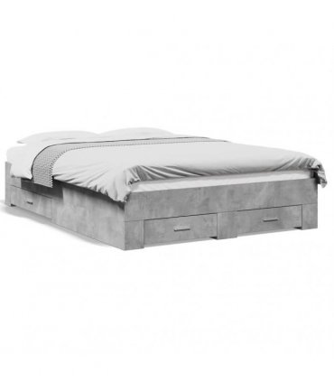 vidaXL Bed Frame with Drawers without Mattress Concrete Grey 120x200cm
