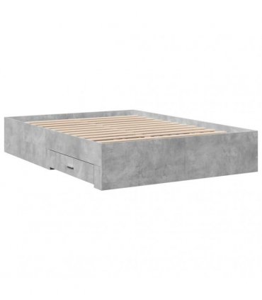 vidaXL Bed Frame with Drawers without Mattress Concrete Grey 120x200cm