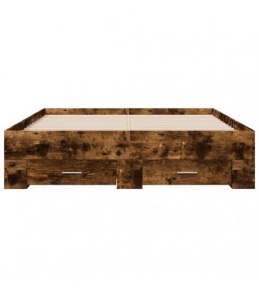 vidaXL Bed Frame with Drawers without Mattress Smoked Oak 120x200 cm