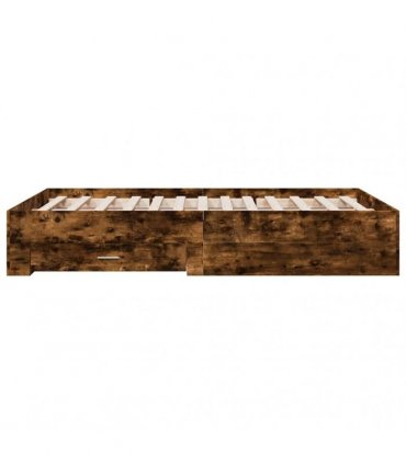 vidaXL Bed Frame with Drawers without Mattress Smoked Oak 120x200 cm