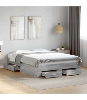 vidaXL Bed Frame with Drawers without Mattress Grey Sonoma 120x200 cm