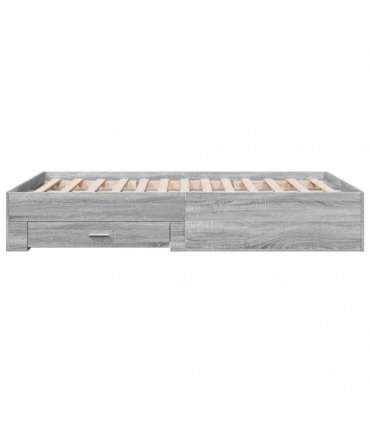 vidaXL Bed Frame with Drawers without Mattress Grey Sonoma 120x200 cm