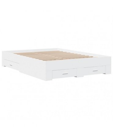 vidaXL Bed Frame with Drawers without Mattress White 140x190 cm