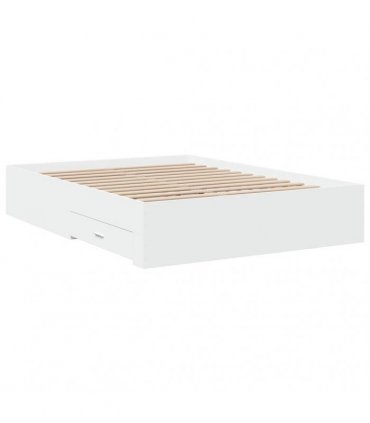 vidaXL Bed Frame with Drawers without Mattress White 140x190 cm