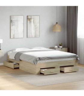 vidaXL Bed Frame with Drawers without Mattress Sonoma Oak 140x190 cm
