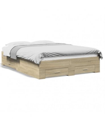 vidaXL Bed Frame with Drawers without Mattress Sonoma Oak 140x190 cm
