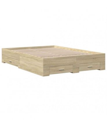 vidaXL Bed Frame with Drawers without Mattress Sonoma Oak 140x190 cm
