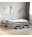 vidaXL Bed Frame with Drawers without Mattress Concrete Grey 140x190cm
