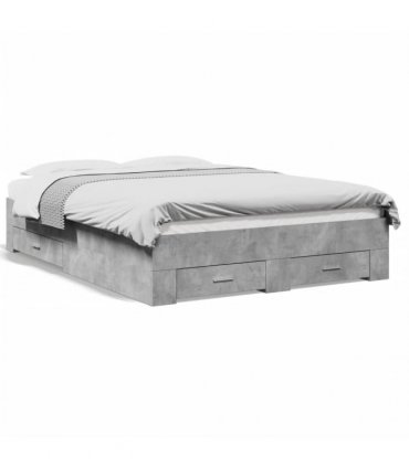 vidaXL Bed Frame with Drawers without Mattress Concrete Grey 140x190cm