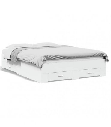 vidaXL Bed Frame with Drawers without Mattress White 135x190 cm