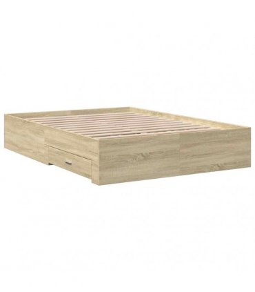 vidaXL Bed Frame with Drawers without Mattress Sonoma Oak 135x190 cm
