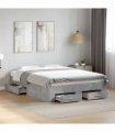 vidaXL Bed Frame with Drawers without Mattress Concrete Grey 135x190cm