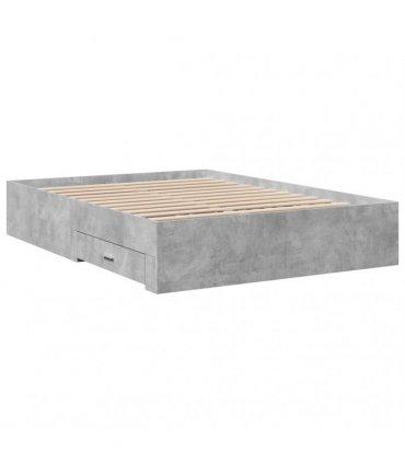 vidaXL Bed Frame with Drawers without Mattress Concrete Grey 135x190cm