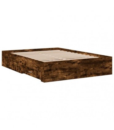 vidaXL Bed Frame with Drawers without Mattress Smoked Oak 135x190 cm