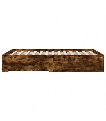 vidaXL Bed Frame with Drawers without Mattress Smoked Oak 135x190 cm