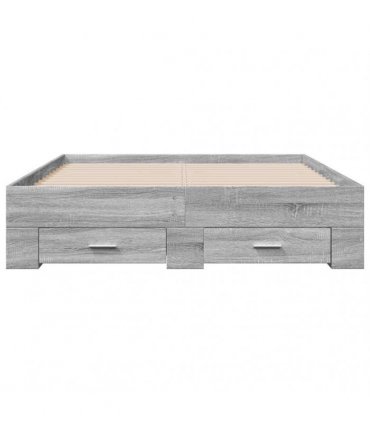 vidaXL Bed Frame with Drawers without Mattress Grey Sonoma 135x190 cm