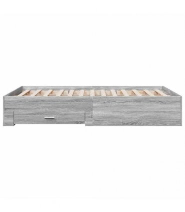 vidaXL Bed Frame with Drawers without Mattress Grey Sonoma 135x190 cm