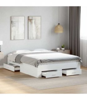 vidaXL Bed Frame with Drawers without Mattress White 120x190 cm