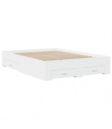 vidaXL Bed Frame with Drawers without Mattress White 120x190 cm