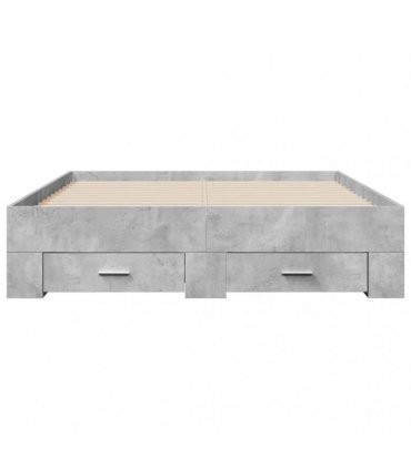 vidaXL Bed Frame with Drawers without Mattress Concrete Grey 120x190cm