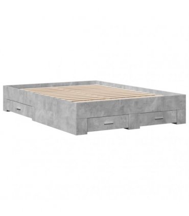 vidaXL Bed Frame with Drawers without Mattress Concrete Grey 120x190cm
