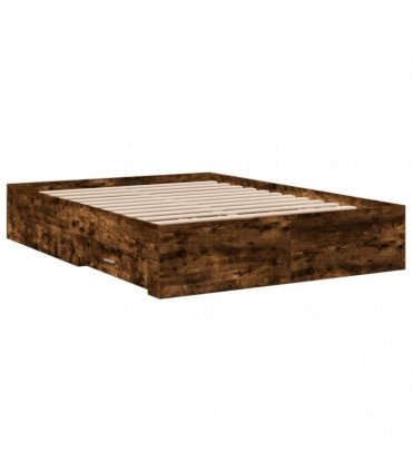 vidaXL Bed Frame with Drawers without Mattress Smoked Oak 120x190 cm