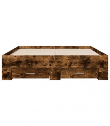 vidaXL Bed Frame with Drawers without Mattress Smoked Oak 120x190 cm