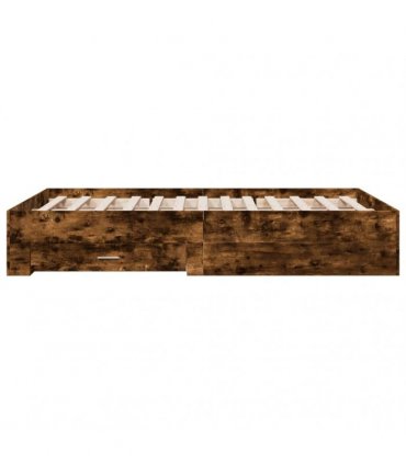 vidaXL Bed Frame with Drawers without Mattress Smoked Oak 120x190 cm
