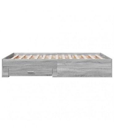 vidaXL Bed Frame with Drawers without Mattress Grey Sonoma 120x190 cm