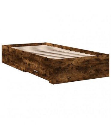vidaXL Bed Frame with Drawers without Mattress Smoked Oak 100x200 cm