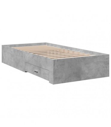 vidaXL Bed Frame with Drawers without Mattress Concrete Grey 90x200 cm