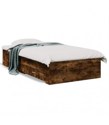 vidaXL Bed Frame with Drawers without Mattress Smoked Oak 90x200 cm