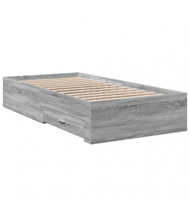 vidaXL Bed Frame with Drawers without Mattress Grey Sonoma 90x200 cm
